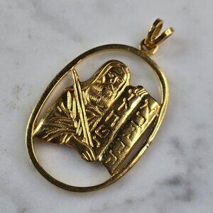 Vintage Estate 18k Gold Judaica Moses Pendant 12.4g E982